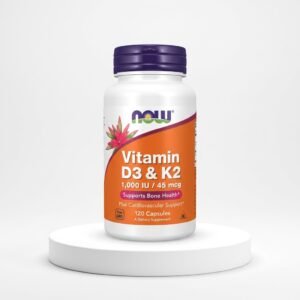 NOW Foods Vitaminas D3 (1000 UI) + K2 (45 mcg) 120 Cápsulas