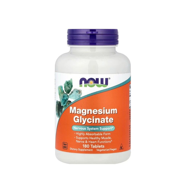 NOW Foods Glicinato de Magnesio 180 Comprimidos